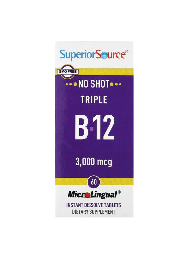 Superior Source Triple B-12, 3,000 mcg, 60 MicroLingual Instant Dissolve Tablets  - Image 1