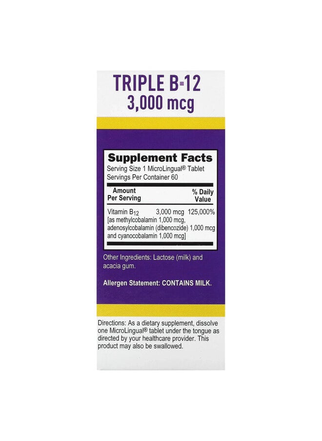 Superior Source Triple B-12, 3,000 mcg, 60 MicroLingual Instant Dissolve Tablets  - Image 2