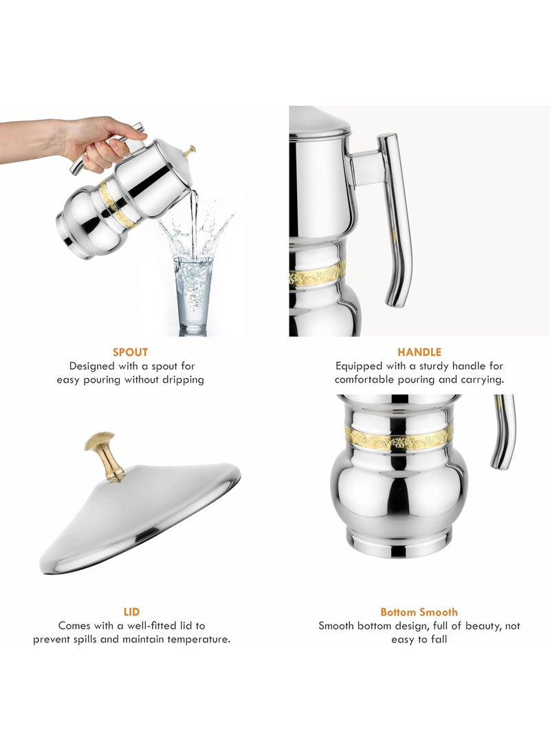 Prabha Stainless Steel Glamour Water Jug - Elegant 2000ml Jug for Home & Kitchen - Image 3