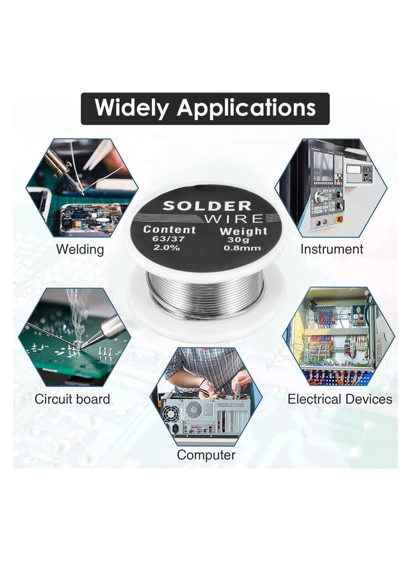 CMGTYYD Tin Lead Rosin Core Solder Wire, 0.8mm Diameter Rosin Core Solder For Electronic Electrical Soldering Components Repair, Content 2.0% Solder Flux Sn63-Pb37 (6 Pcs, Net 30g) - Image 3