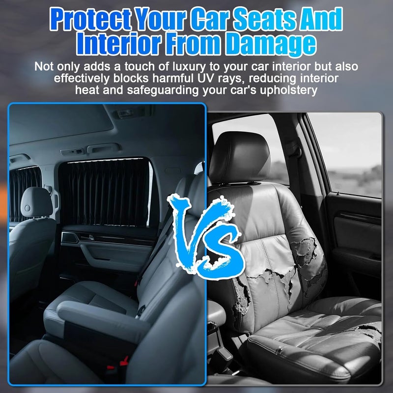 Magnetic Car Sunshade for Window, Privacy WindowS Shade for Car, Adjustable Side Covers for 2-Door 3-Door SUVs, Off-Road Vehicles, Protects Privacy, Universal Fit, Black, 4-Pack - Image 2