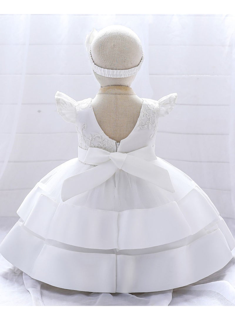 Loquat Princess Flower Cap Sleeve Maxi Dress With Headband White - Image 2