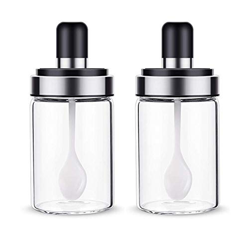 DISHIN Borosilicate Glass Storage Jar - 250ml, Set of 2 (CHUTNEY SPOON JAR) - Image 1