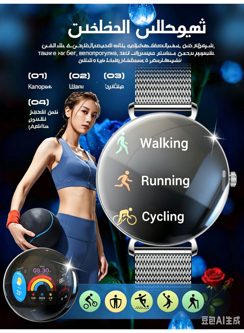 ساعة ذكية للرجال والنساء، شاشة لمس كاملة دائرية عالية الدقة AMOLED مقاس 1.43 بوصة، متوافقة مع أندرويد و iOS - Image 5
