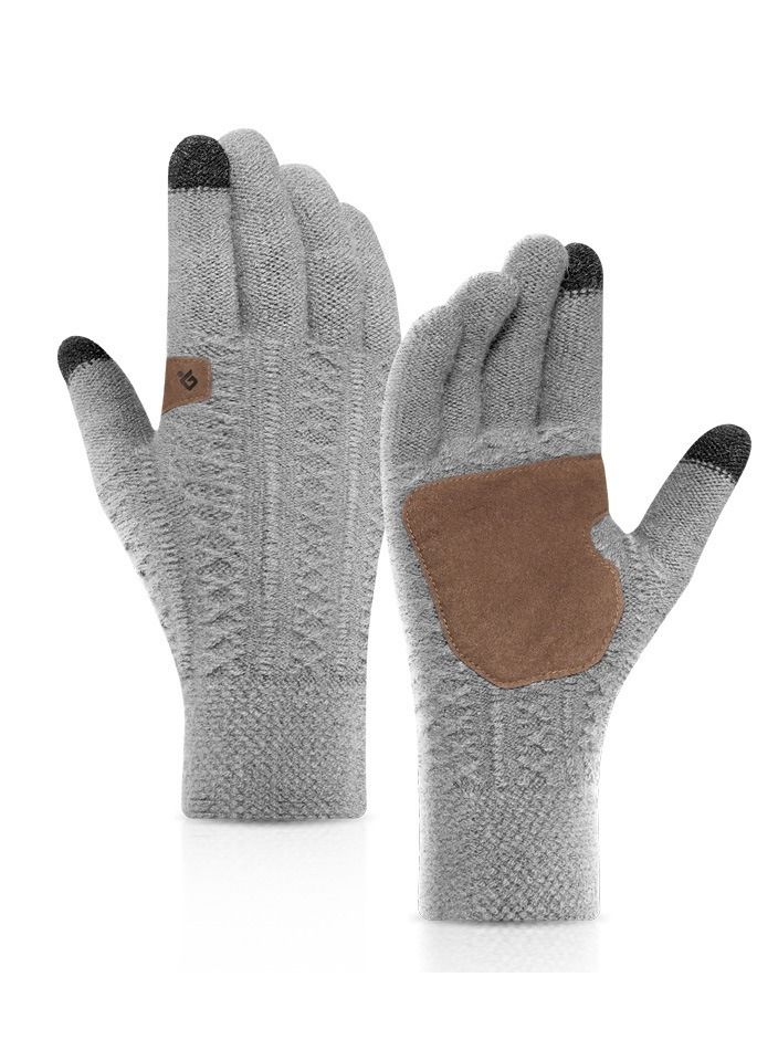 Golovejoy Men's Warm Windproof Plush Anti-skid Casual Business Gloves 