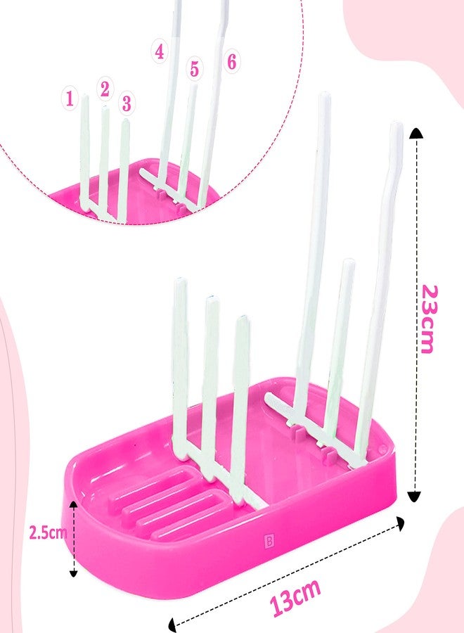 Bembika Baby Drying Rack Folding, Baby Drying Rack, Baby Drying Rack for Bottles, Baby Drying Stand for Babies, Baby Bottle Drying Rack Storage (Pink Color) - Image 3