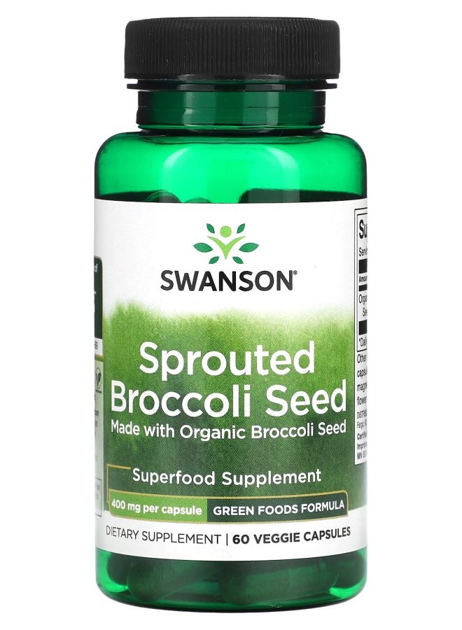 SWANSON Sprouted Broccoli Seed 400 mg 60 Veggie Capsules