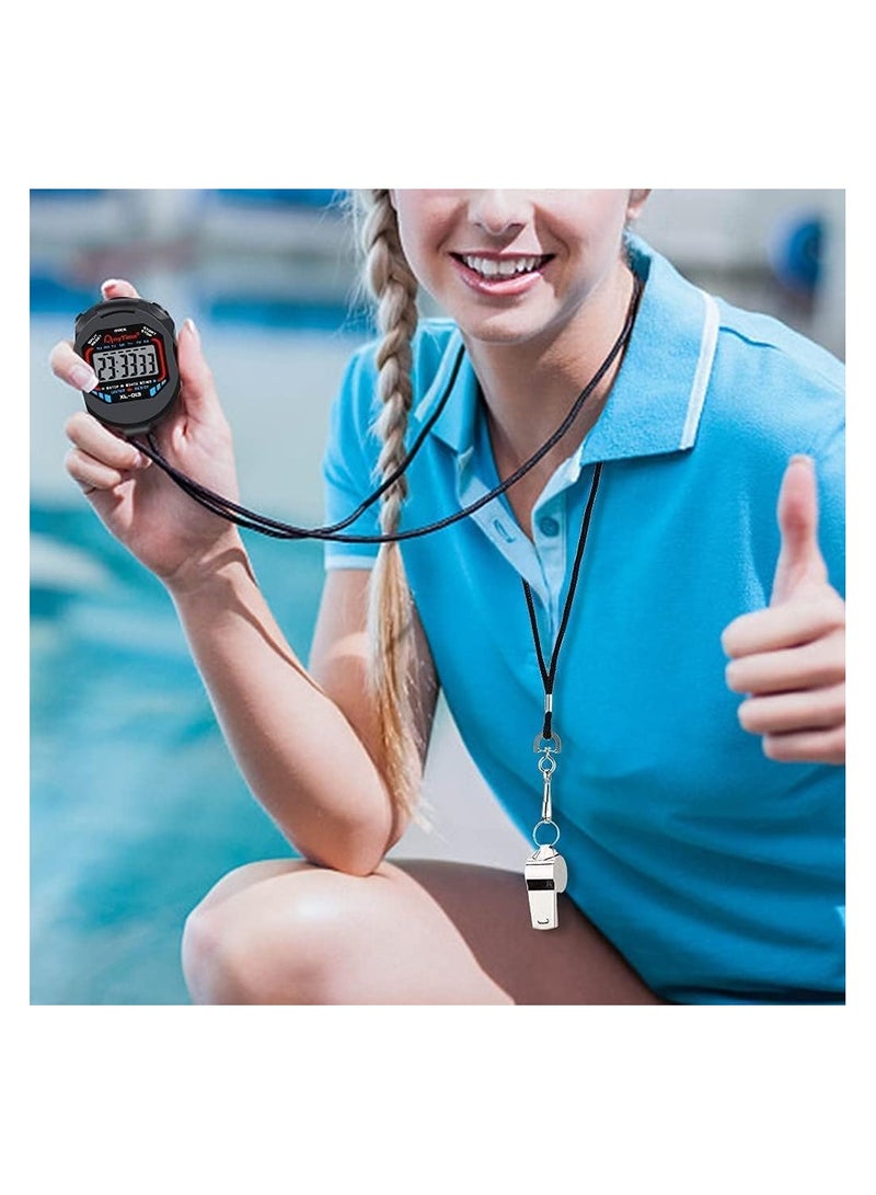 2Pcs Professional Digital Stopwatch Timer, Multifunction Electronic Digital Sport Stopwatch, Handheld LCD Chronograph Waterproof Stopwatch with Date, Time and Alarm Function for Sport Coache and Ref - Image 5
