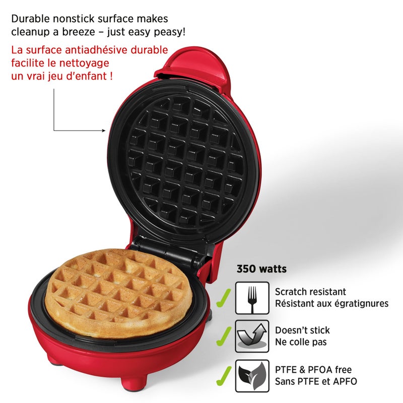 Starfrit Starfrit 024725-006-0000 4-In. Electric Mini Waffle Maker, Red Small Kitchen Appliance, Regular Sized  - Image 5