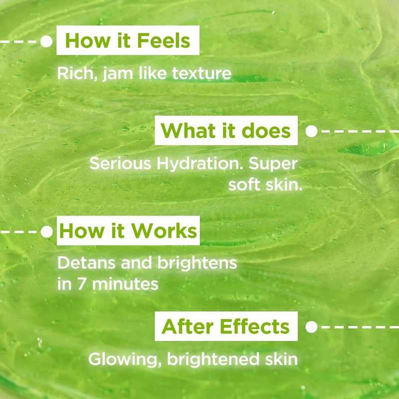 Light Up Drench Hydrating Jelly Mask for Glowing Skin Detanning Brightening Natural Radiance Refreshing Hydrating Chlorophyll Cucumber Spirulina Rosewater Aloe Vera  100 ml Face Pack - Image 5