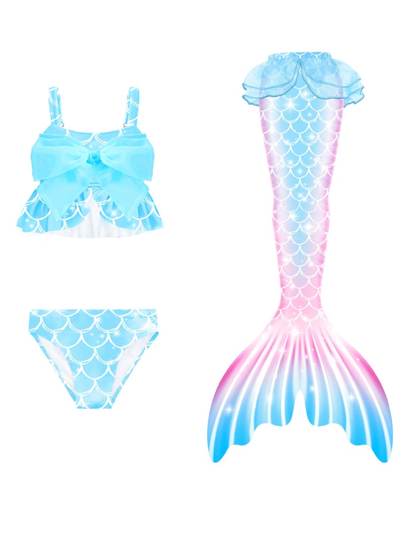 AUTOYSUR Mermaid Tail Sets Mermaid Costume Girls Swimwear Mermaid Tail Swimwear,Bikini Sets,Mermaid Costume Swimsuits for Kids - Image 1