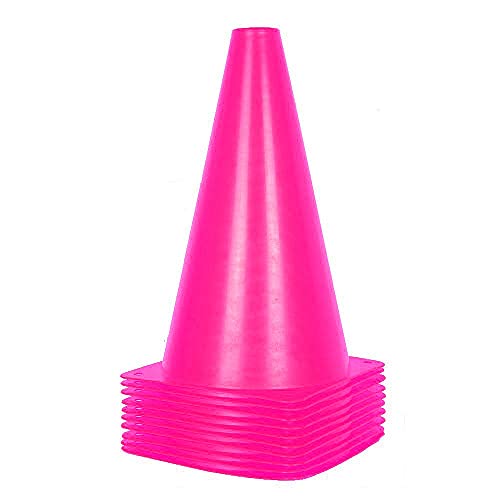 Alyoen 9 inch Traffic Cones, Plastic Sport Cones, Pink Soccer Training Cones for Outdoor Activity & Festive Events (Sets of 10/15/ 20) - Image 1
