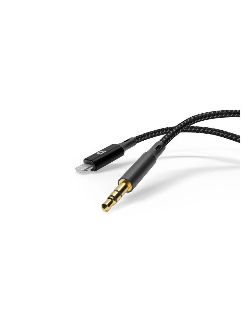 Braided Lightning to AUX 3.5mm Cable 1.2M - Black - pzsku/Z1C62A8797247E4044923Z/45/_/1733988786/5a01bec5-a722-4c95-992d-f7bf520e33ea