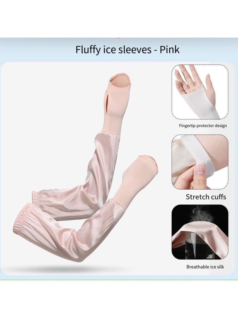 general Sun protection sleeves summer anti-ultraviolet outdoor ice sleeves cycling nylon ice silk women's long sun protection gloves  - Image 1