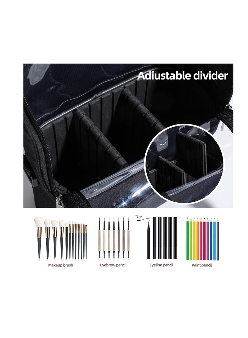 BS Mall Makeup Bag, Transparent PVC Clear Makeup Brush Holder Makeup Tool Organizer Bag, Makeup Brush Bag with Shoulder (Black) - Image 4