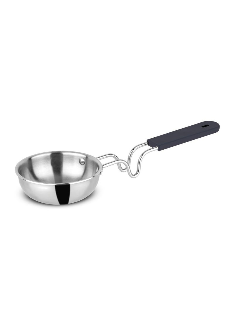 Orange Orange Stainless Steel Triply Tadka Pan/Vaghariya Pan with Stay Cool Long Silicon Handle for Spice Seasoning, Frying, Heating and Roasting|, Silver | Induction Friendly (11CM)  - Image 1