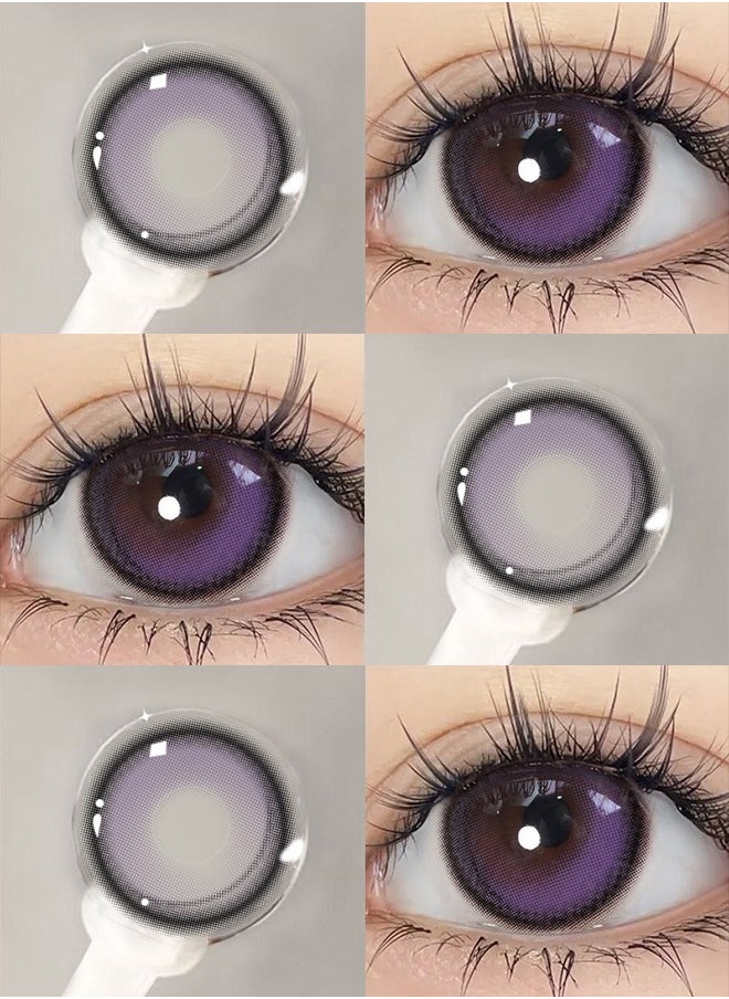 Mill Creek Mill creek color contact lenses 14.5MM hydrogel lenses can be used for 12 months 1 pair of 2 purple glasses  - Image 1