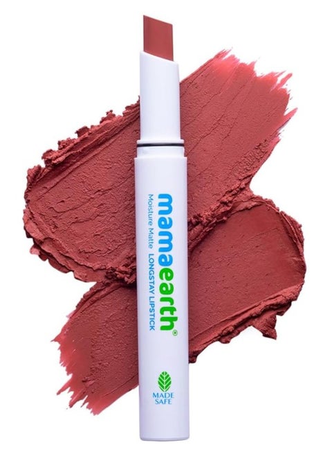 Mamaearth Moisture Matte Longstay Lipstick with Avocado Oil & Vitamin E for 12 Hour Long Stay - 04 Cinnamon Nude - 2 g