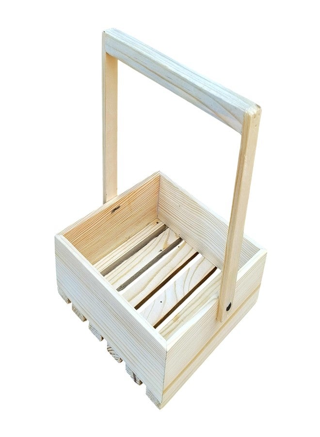 MOVE2WOOD Pinewood Gift Basket for Hamper Making - 8X8 INCHES - Image 1