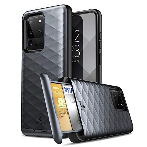 Clayco Case for Galaxy S20 Ultra, [Argos Series] Premium Hybrid Protective Wallet Case for Galaxy S20 Ultra (Built-in Credit Card/ID Card Slot) (Black) - Image 1