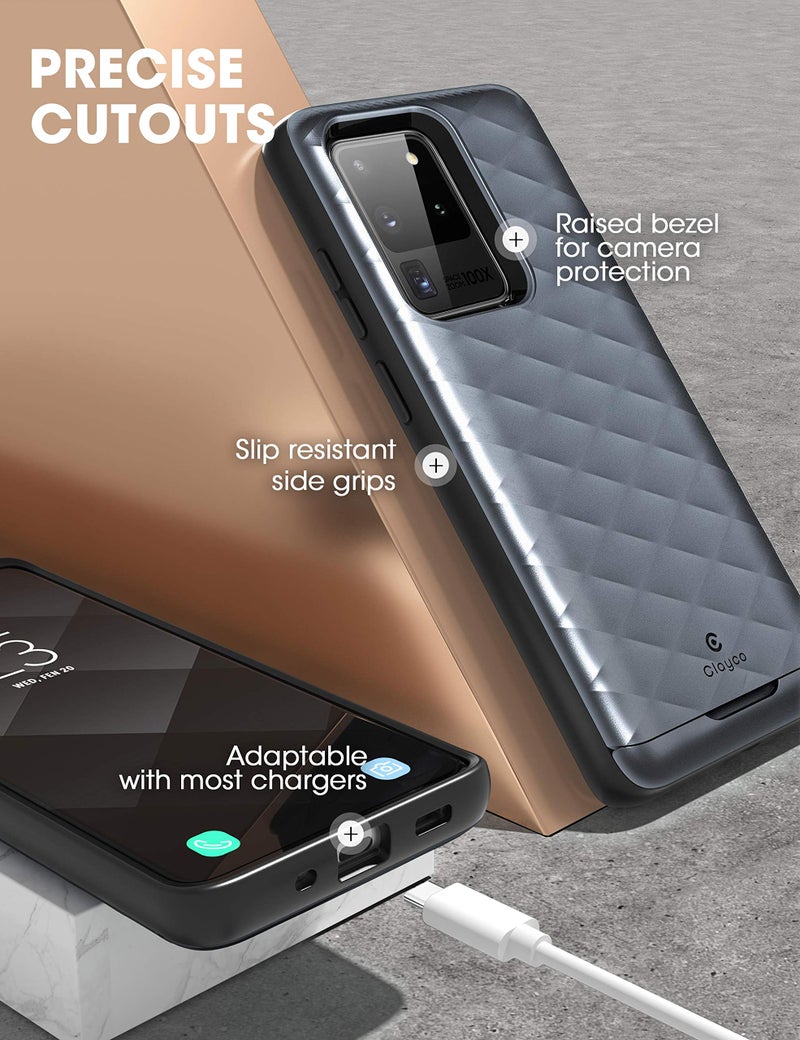 Clayco Case for Galaxy S20 Ultra, [Argos Series] Premium Hybrid Protective Wallet Case for Galaxy S20 Ultra (Built-in Credit Card/ID Card Slot) (Black) - Image 5