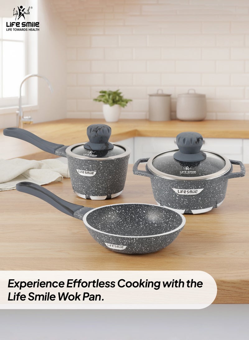 Life Smile Mini Cookware Set – Granite Nonstick Fry Pan, Sauce Pan & Soup Pot with Energy Saver Base - Image 4