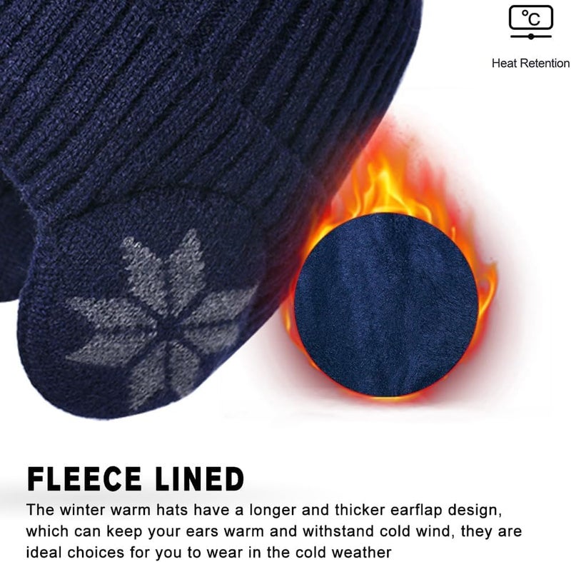 Infispace Men & Women Fur Lined Winter Knitted Beanie with Earflap| Snow Skullies Hat Outdoor Coldproof Ear Protection Wool Cap - Image 2