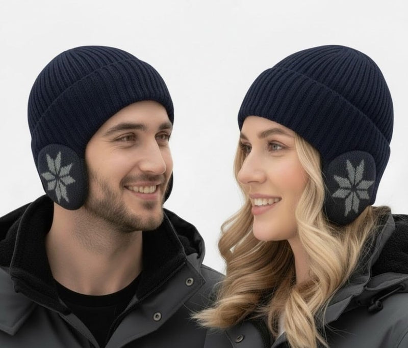 Infispace Men & Women Fur Lined Winter Knitted Beanie with Earflap| Snow Skullies Hat Outdoor Coldproof Ear Protection Wool Cap - Image 4