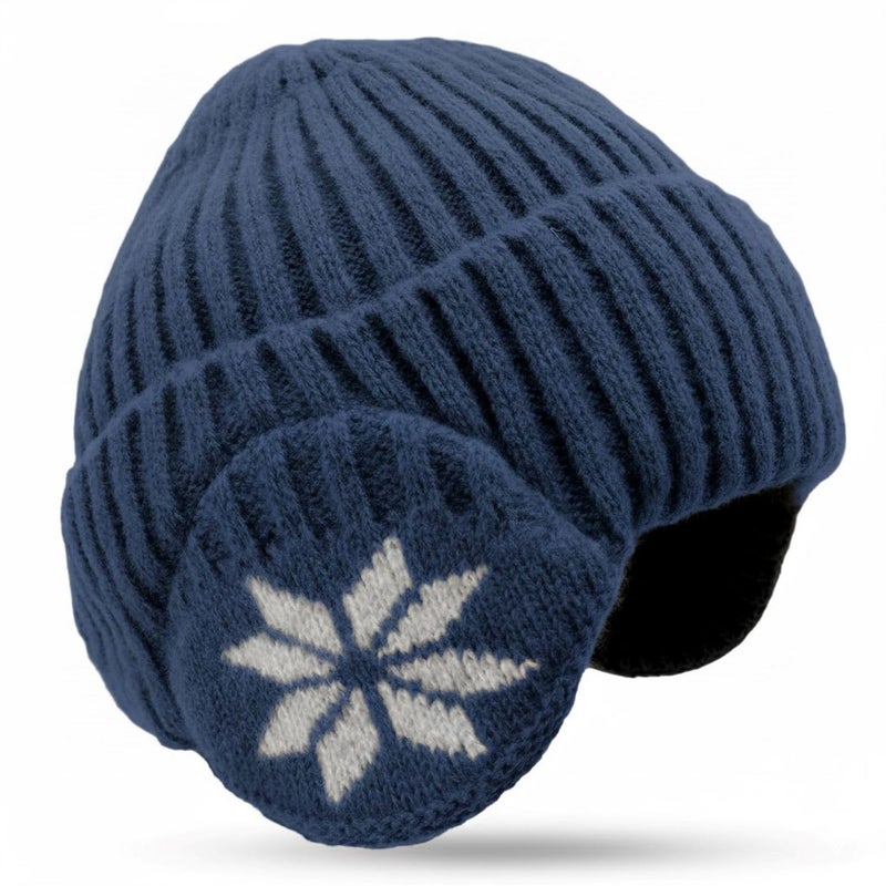 Infispace Men & Women Fur Lined Winter Knitted Beanie with Earflap| Snow Skullies Hat Outdoor Coldproof Ear Protection Wool Cap - Image 1