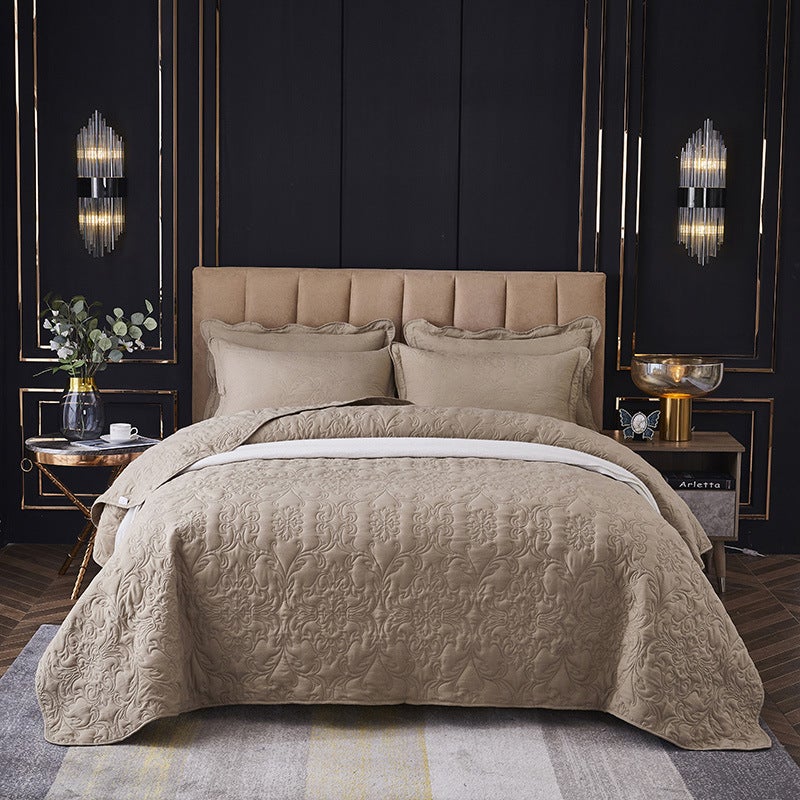 Nantong Home Textile Bedding Kit Washed Cotton Quilted Quilted Bed Cover Sheet Three-Piece Set - Image 1