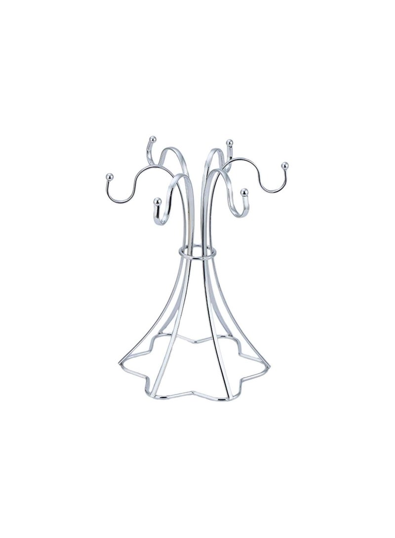 GGOOT Cup Drying Rack Coffee Mugs Drainer Holder Tree 6 Hook Countertop Teacup Storage Organizer Jewelry Display Stand Tray for Kitchen Cabinet Vanity Dresser Silver - Image 1
