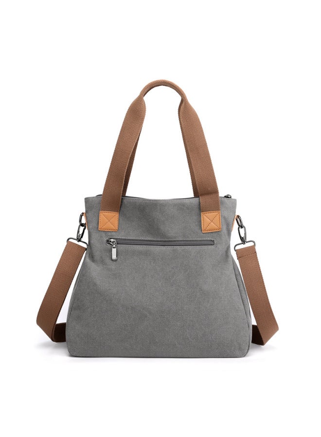Casual Canvas Shoulder Bag Women's Crossbody Handbag Large Capacity Ladies Bag Business Commuting Style Polyester Lining-Color:Blue