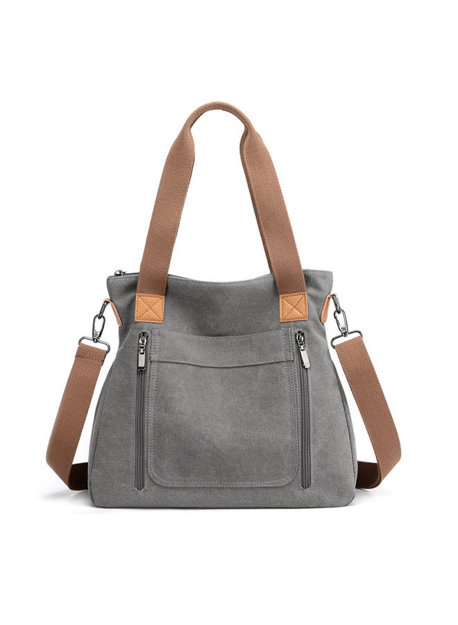 Casual Canvas Shoulder Bag Women's Crossbody Handbag Large Capacity Ladies Bag Business Commuting Style Polyester Lining-Color:Blue