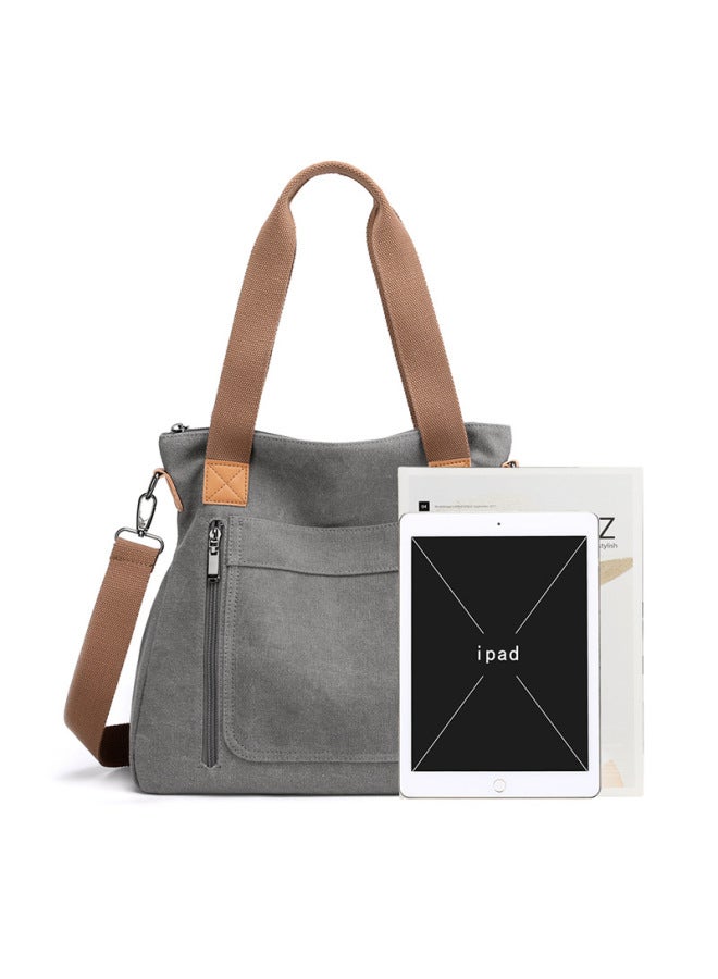Casual Canvas Shoulder Bag Women's Crossbody Handbag Large Capacity Ladies Bag Business Commuting Style Polyester Lining-Color:Blue