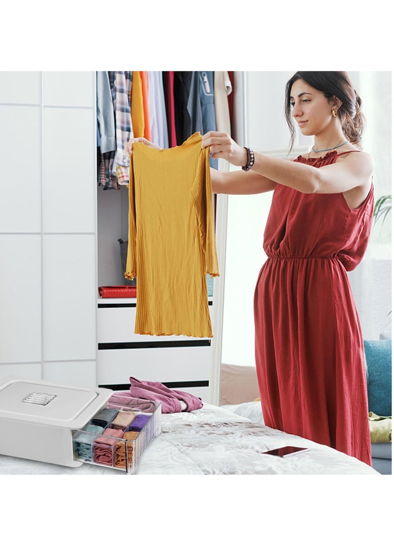 SYOSI منظم الأدراج للملابس 12 خلية صندوق تخزين شفاف للأدراج والدواليب مع غطاء منظم ملابس للدرج لفصل الملابس الداخلية والصدريات والجوارب - Image 5