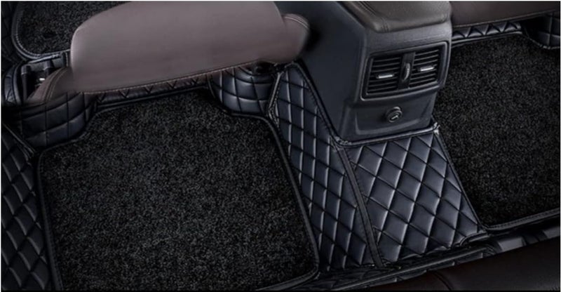 CAPDELL 7D Premium Car Floor Mat Compatible with Mahindra XUV 700 7 Seater||Luxury Leather Double Layered Mat||Set of 4pcs||Waterproof and Washable||Colour:-Black with Black(Black Grass) - Image 3
