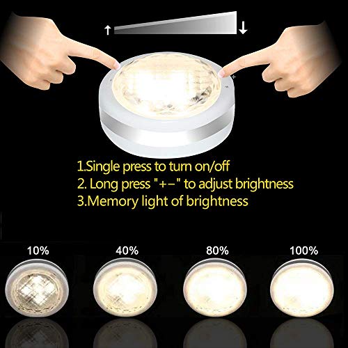 Starxing Puck Lights with Remote, Battery Operated Under Cabinet Lighting, Led Tap Light with Remote Control, Locker Light Closet Light, 4000K Natural White (6PK) - Image 4