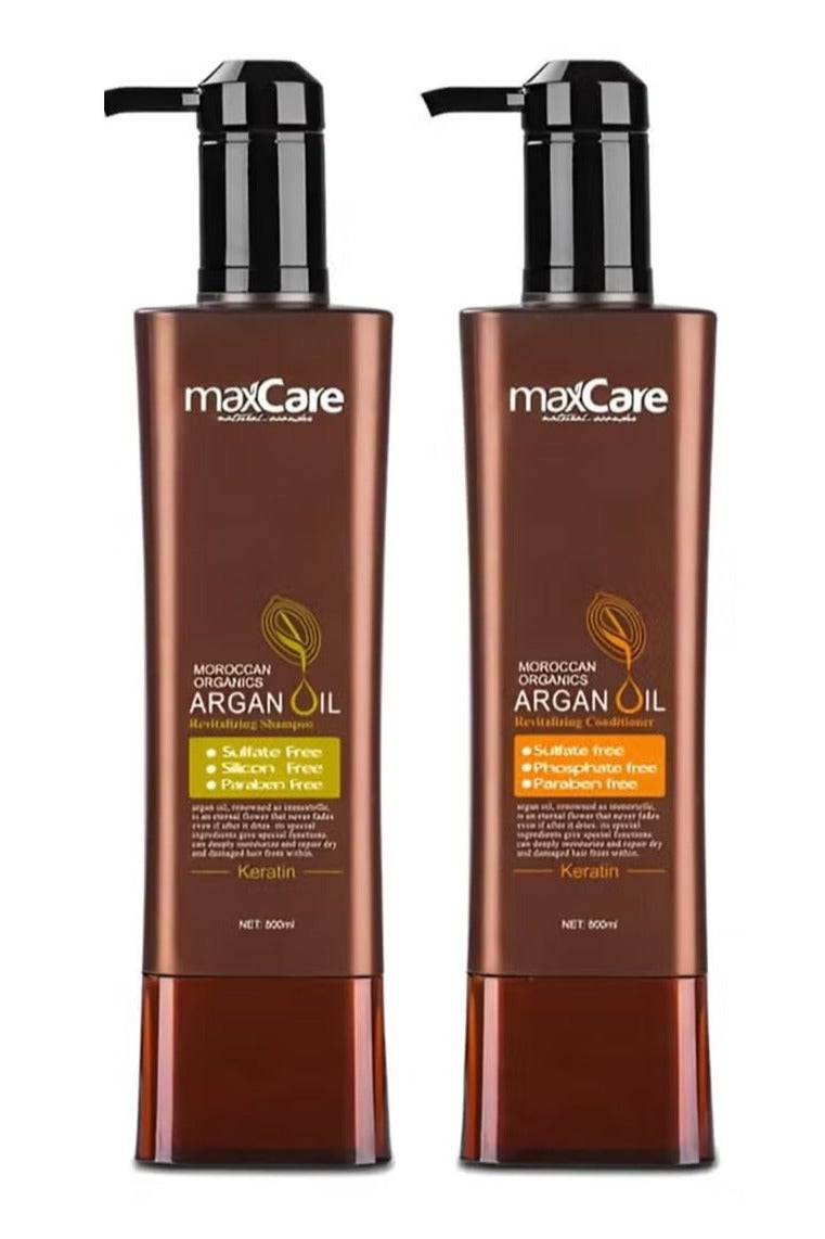 Revitalizing Shampoo and Conditioner With Argan Oil Sulfate Free Silicon Free and Paraben Free 800ml*2