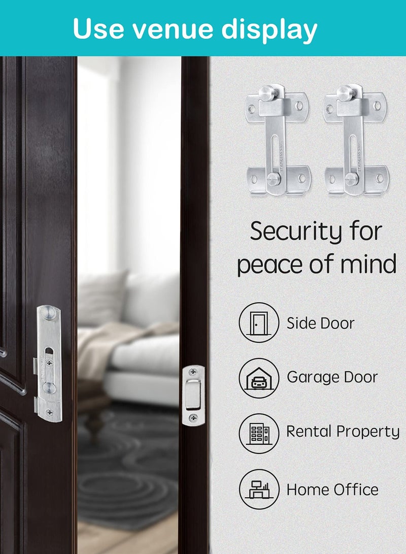 SOLARAE Door Lock, Stainless Steel Gate Latches, Flip Door Lock Latch, Safety Door Bolt Latch Lock Suitable for Door and Window, Barn Door Latch, Coop, Garden, Household, Bathroom(Silver) - Image 4