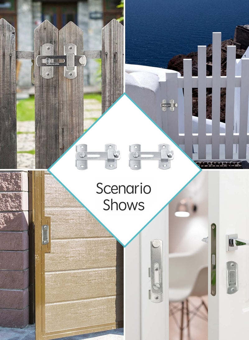 SOLARAE Door Lock, Stainless Steel Gate Latches, Flip Door Lock Latch, Safety Door Bolt Latch Lock Suitable for Door and Window, Barn Door Latch, Coop, Garden, Household, Bathroom(Silver) - Image 3