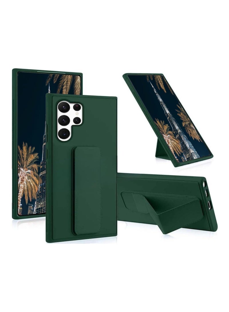 دينكس غطاء حماية لهاتف سامسونج جالاكسي S25 ألترا، حامل مغناطيسي للسيارة، وحزام يد عمودي وأفقي من السيليكون الفاخر مع حامل متعدد الاستخدامات لهاتف سامسونج جالاكسي S25 ألترا (أخضر غامق) - Image 1