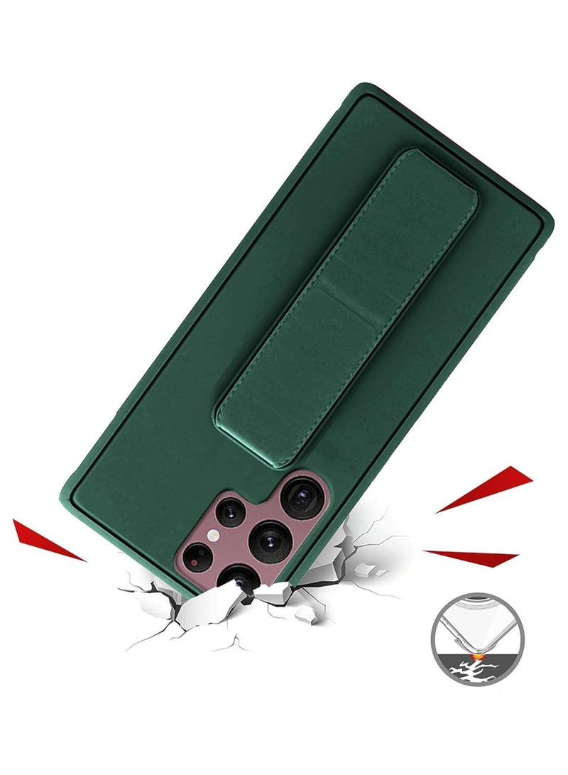 دينكس غطاء حماية لهاتف سامسونج جالاكسي S25 ألترا، حامل مغناطيسي للسيارة، وحزام يد عمودي وأفقي من السيليكون الفاخر مع حامل متعدد الاستخدامات لهاتف سامسونج جالاكسي S25 ألترا (أخضر غامق) - Image 2