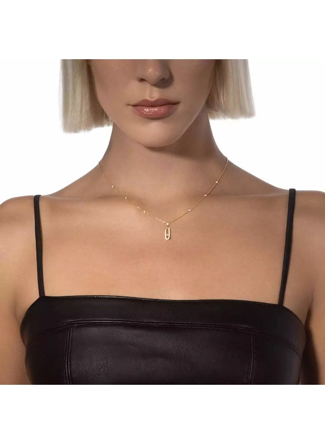 messika  Minimalist geometric style | Single diamond women's necklace, fashionable and versatile collarbone chain - Image 3