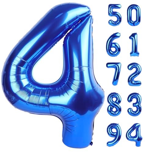 IWERP Navy Blue 4 Balloon Number Balloon 40 Inch 4th Blue party decorations Four Large Numbers for Party Decor Number 4 Balloon - Image 1