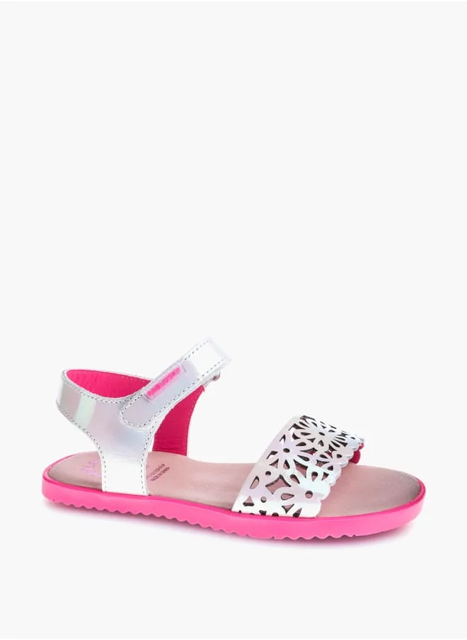 بابلوسكي Girls' Cutout Detail Sandals with Hook and Loop Closure