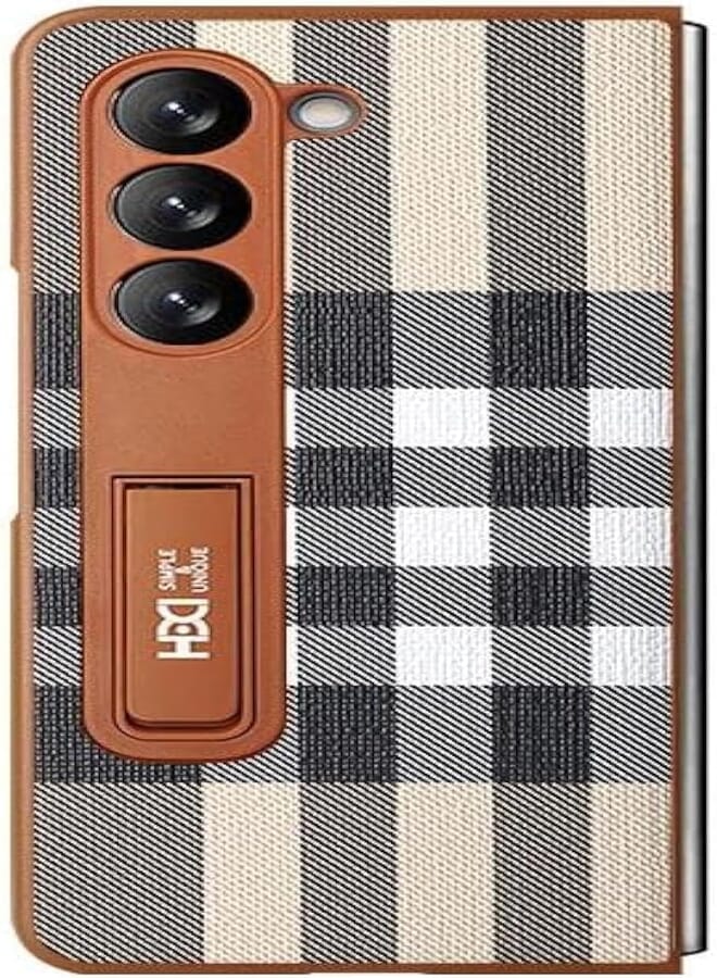 Next Next Store Luxury Stylish Leather Case Cover With Unique Design Compatible with Samsung Galaxy Z Fold 4, Full Body Protection for Your Phone from Scratches, Built-in Kickstand Cover (Brown)