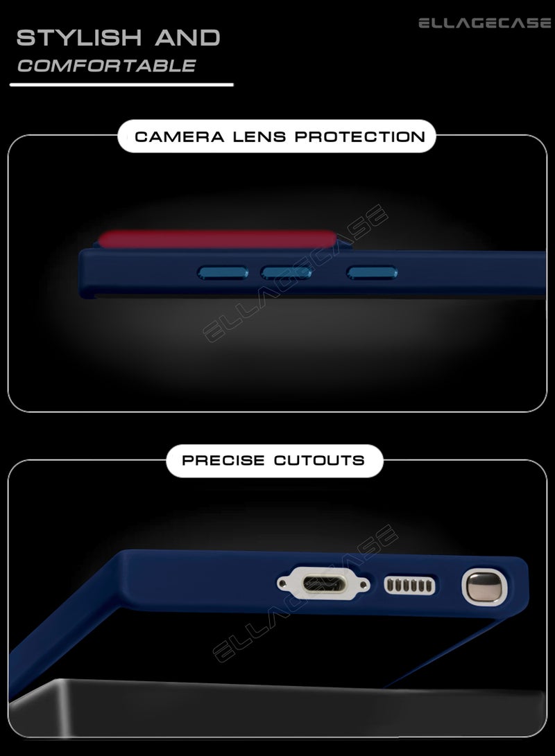 ELLAGECASE حافظة أنيقة زرقاء لهاتف سامسونج جالاكسي S24 ألترا، حماية كاميرا قوية، مضادة للصدمات، حماية معززة، متوافقة مع شحن MagSafe والشحن اللاسلكي - Image 4