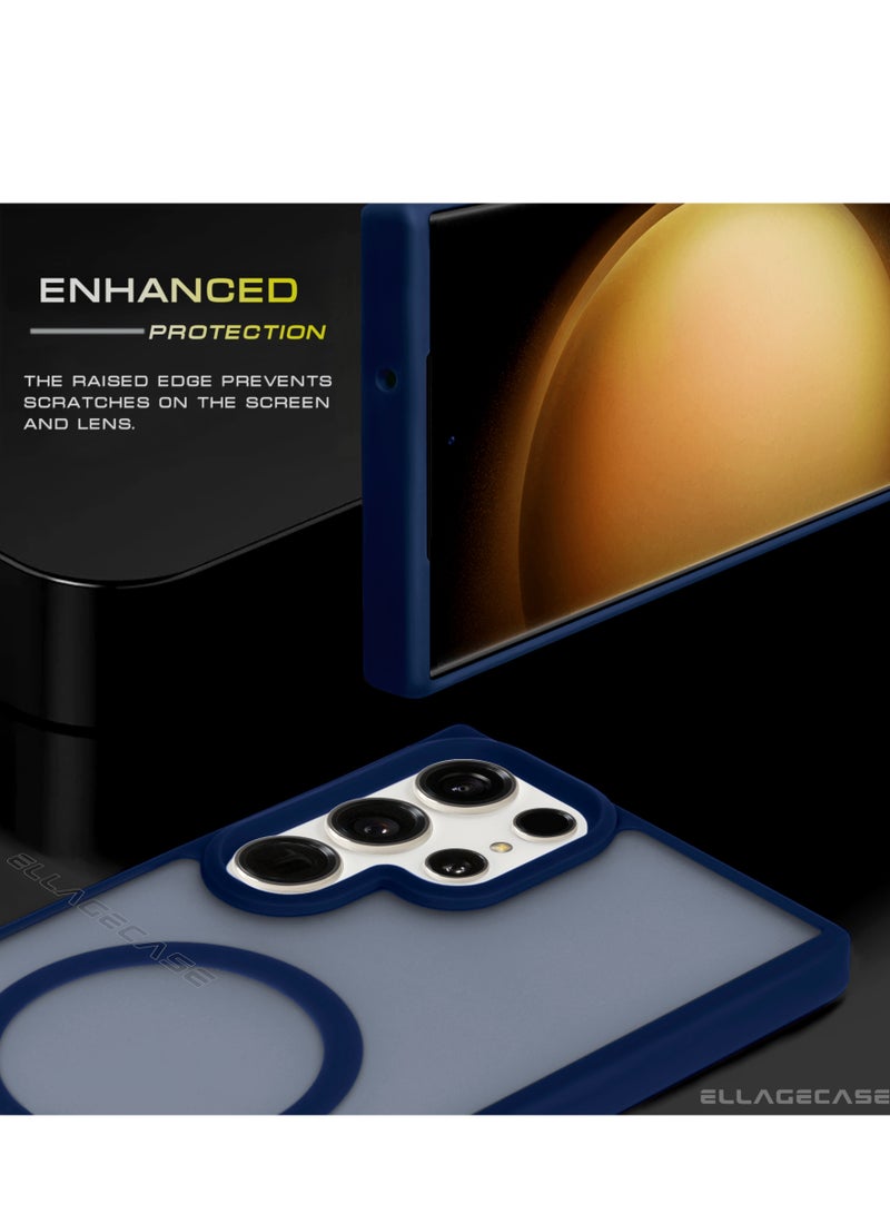 ELLAGECASE حافظة أنيقة زرقاء لهاتف سامسونج جالاكسي S24 ألترا، حماية كاميرا قوية، مضادة للصدمات، حماية معززة، متوافقة مع شحن MagSafe والشحن اللاسلكي - Image 3