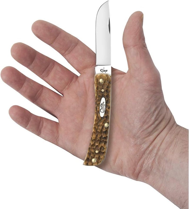 Case XX WR Pocket Knife Sod Buster Jr, Amber Bone Handle, Stainless Steel Blades, Length Closed: 3 5/8 Inches W/Sharpening Stone - Image 5