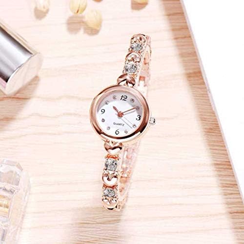SWADESI STUFF Ladies Watch and Bracelet Set, Rose Gold, 22mm Round Case, Crystal-Studded Design (Rose Gold) - Image 3